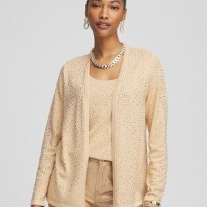 Chicos size 3 (women’s size 16) gold tone studded tank and cardigan set.